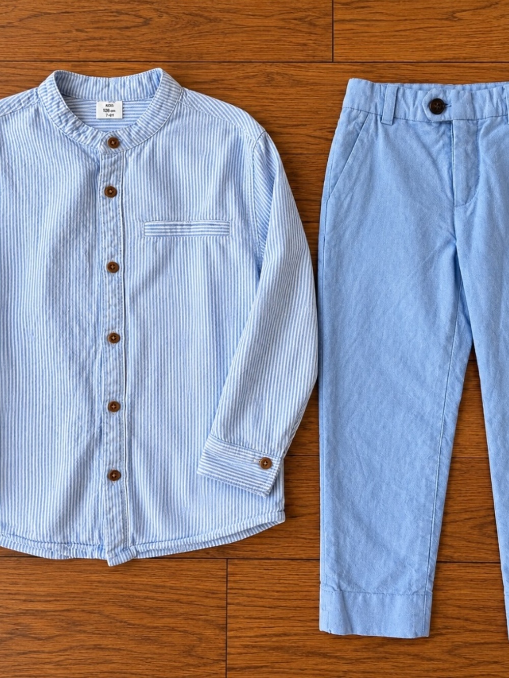 Boys Size 5-6 Blue Dress Outfit Bundle H&M Pants Striped Shirt - Picture 4 of 7